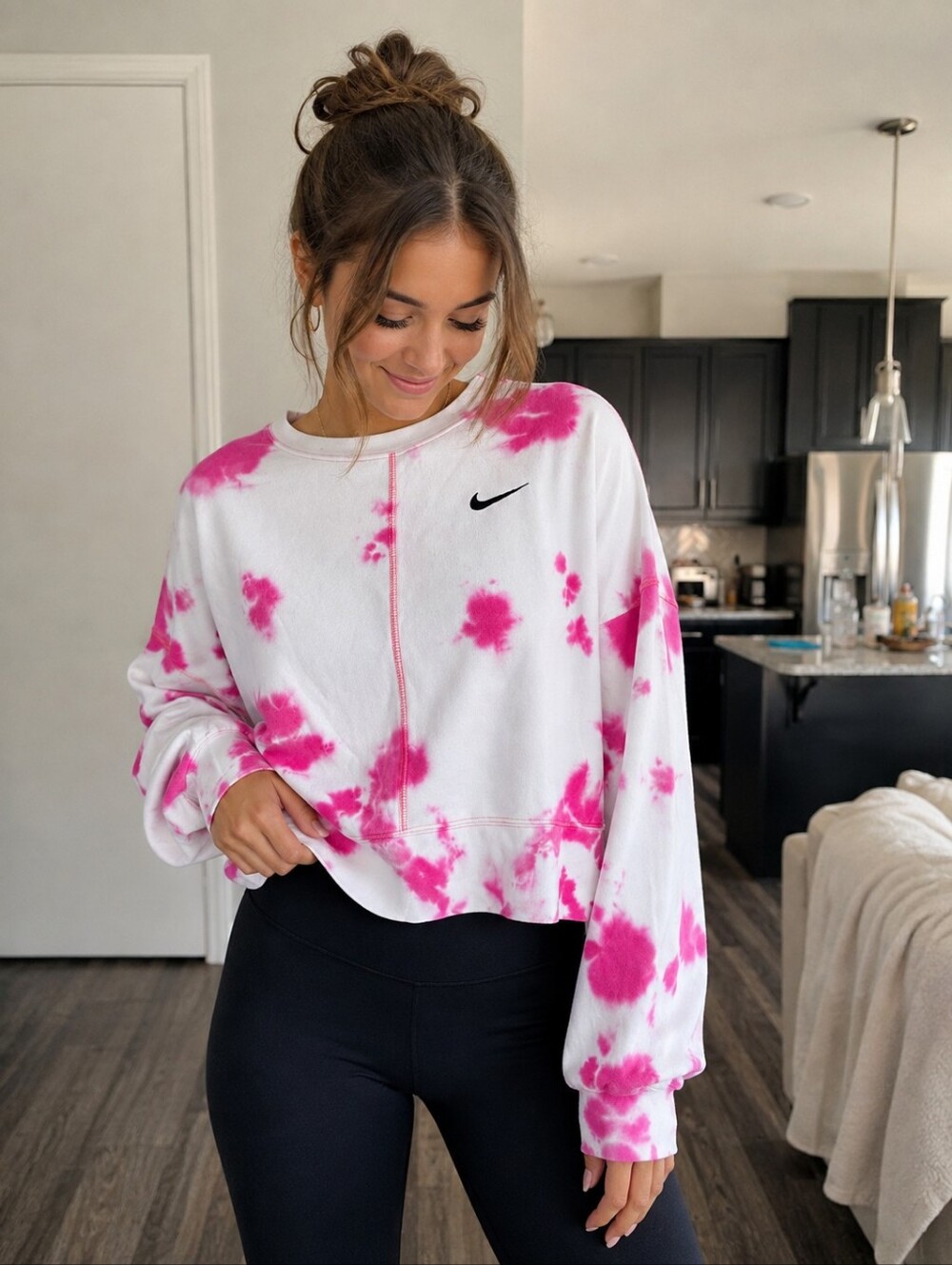 Nike Sportswear Oversized Fleece Tie-Dye Crew Sweatshirt Size Small